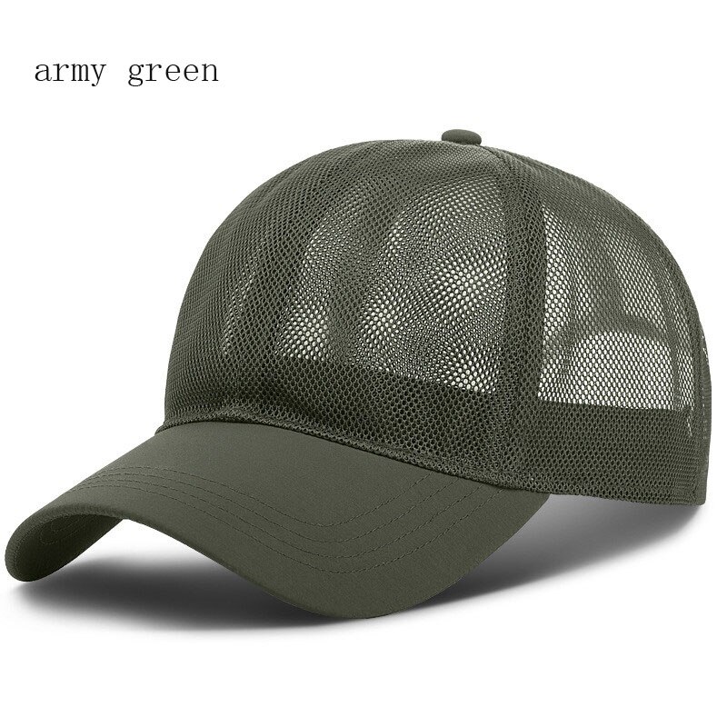 Varumärke basebollkeps kvinnor utomhus casual justerbar hatt andas män kvinnor sommar snapback mesh benmössa gorras: Armégrön