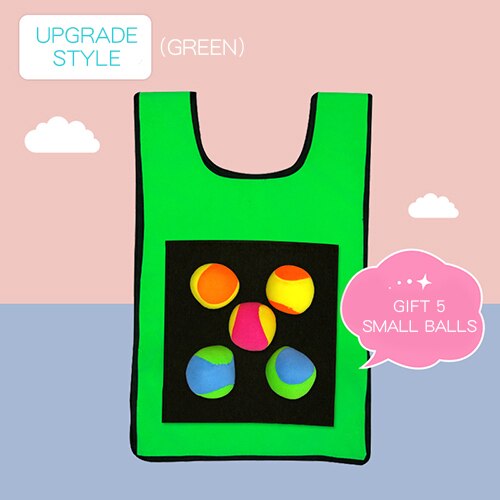 Ruizhi Children Throwing Game Vest Kindergarten Sticky Ball Vest Parent-Child Interaction Outdoor Game Sense Training RZ1003: 5 balls green