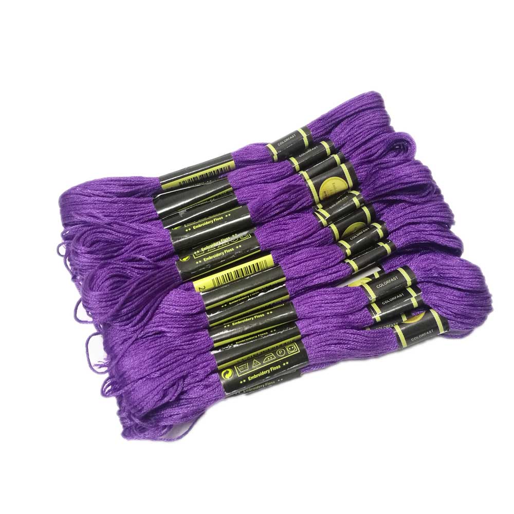 24 Skeins Multi Colors Embroidery Thread Floss Egyptian Long Fibre DMC Cross Stitch DIY Sewing Craft Embroideried Thread TH00052: purple