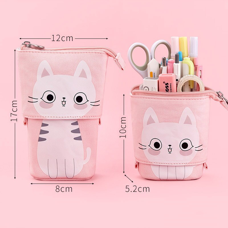 Leuke Schaalbare Potlood Tas Kawaii Kat Dieren Pen Case Rits Zakje Voor Scholieren Pen Zakken Doos Voor Briefpapier XA7H
