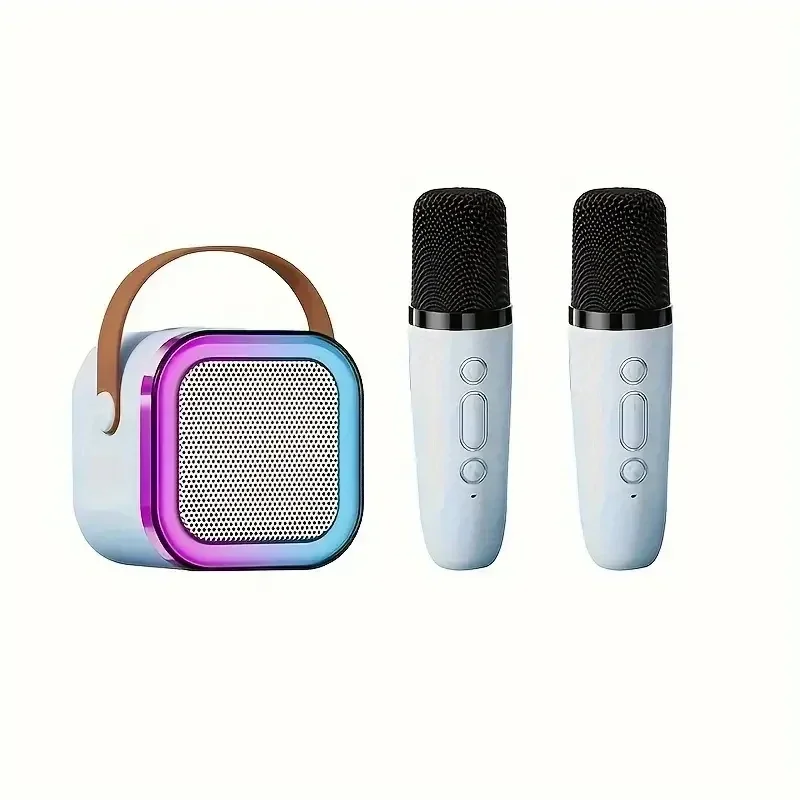 Machine de karaoké K12 portable, Bluetooth 5.3 PA, système de haut-parleurs avec 1-2 microphones sans fil, maison, chant familial, pour enfants: En bois