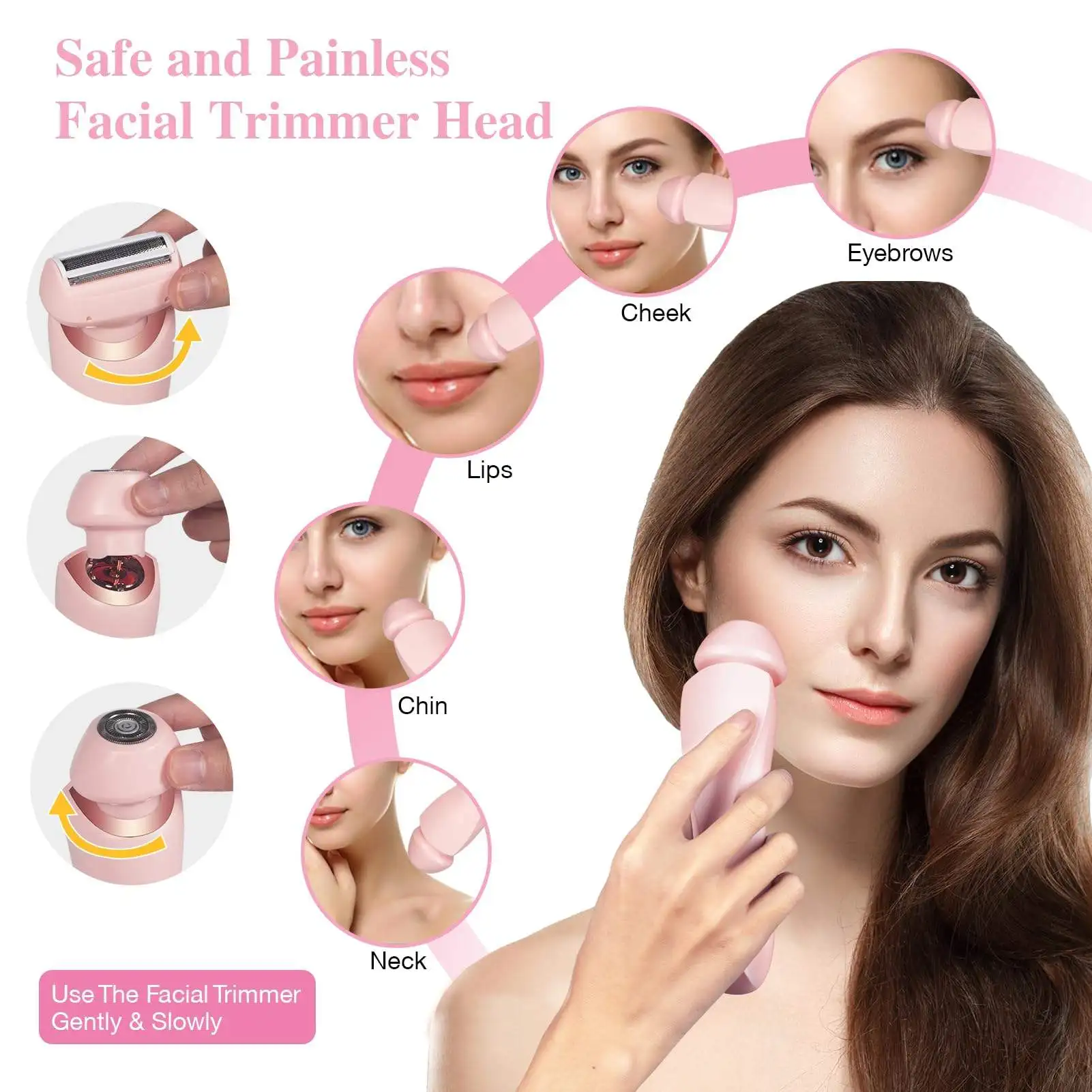 2-in-1 elektrischer Epilierer, Rasierer, wasserdicht, Doppelkopf, elektrischer Epilierer für Frauen, wiederaufladbarer Gesichtsepilierer, Körper-Epilierer