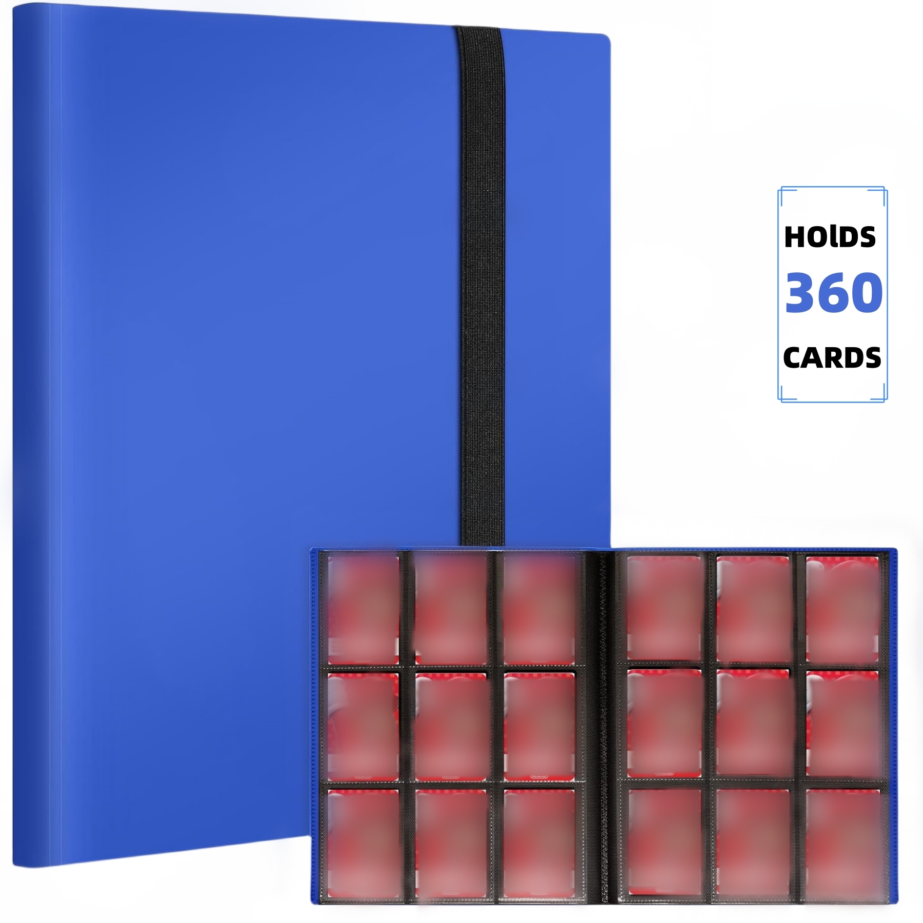 Premium 9-Pocket Trading Card Binder - Holds 360 Cards - Durable PP Cover - Ideal for Basketball, Baseball, and Sports Cards: Blue