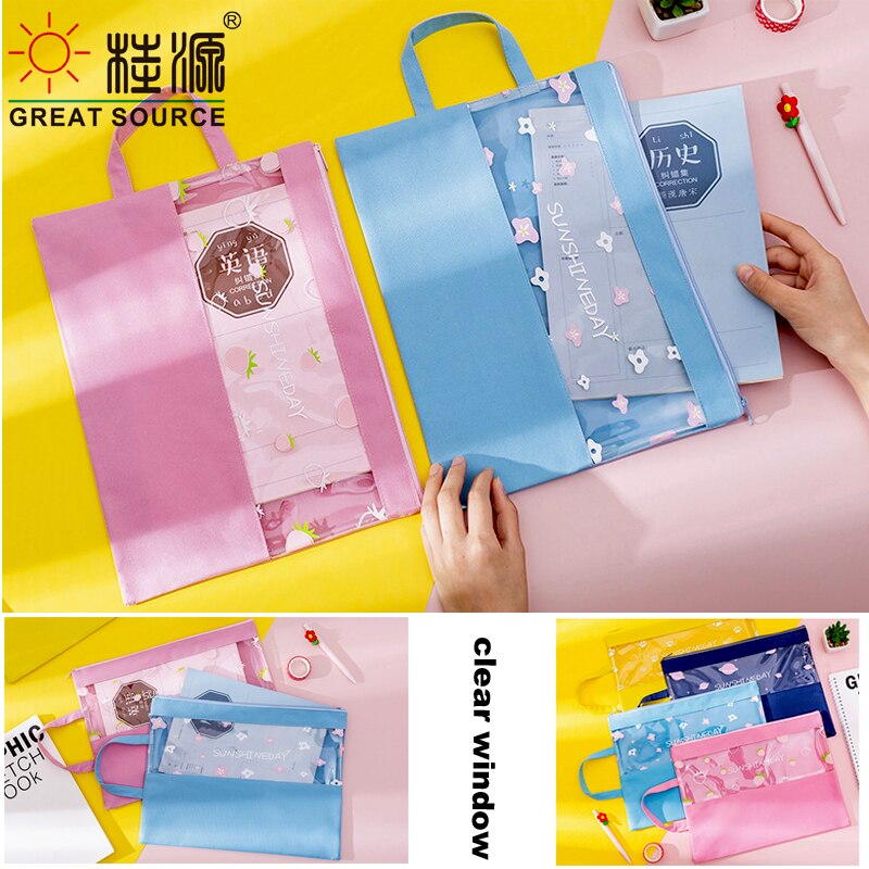 A4 Boek Handtas Herbruikbare Schrijven En Veeg Clear Window Rits Tas Document Zak Pad Draagbare Tas W25 * H34cm)2Pcs