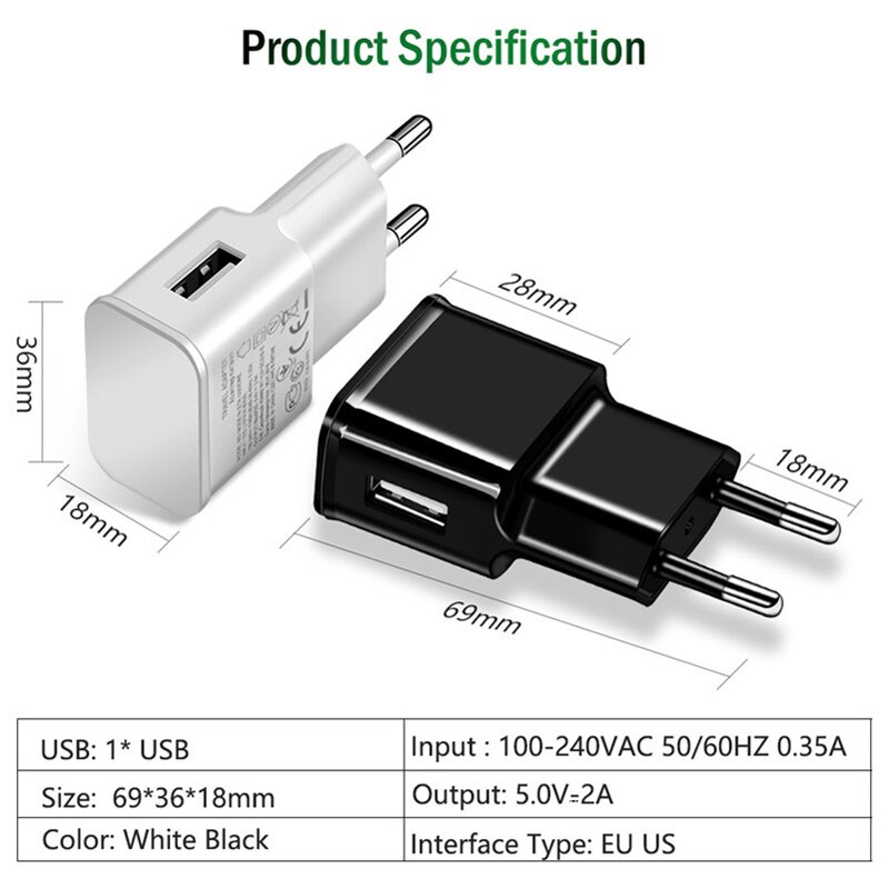 10 stück/lot 5v 2a eu-stecker-wand-reiseladegerät-adapter für samsung  s9 s8 + s7 s6 s5 edge  a30 a50 a70 j330 j530 a750 xiaomi huawei