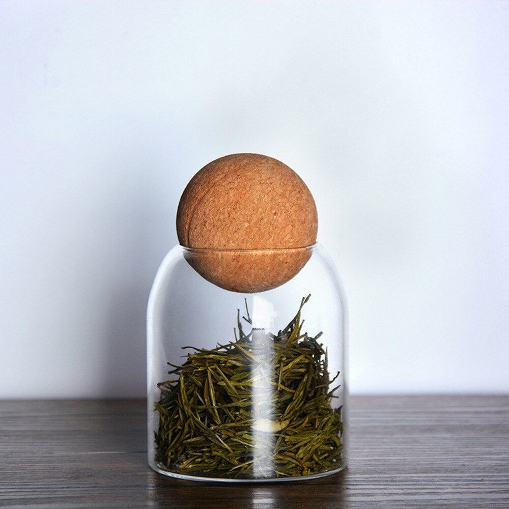Glass Storage Jar Round Ball Cork Seal Transparent Glass Storage Jar Coffee Tank Grains Dried Fruit Sealed Jar Kitchen Storage: 10cm