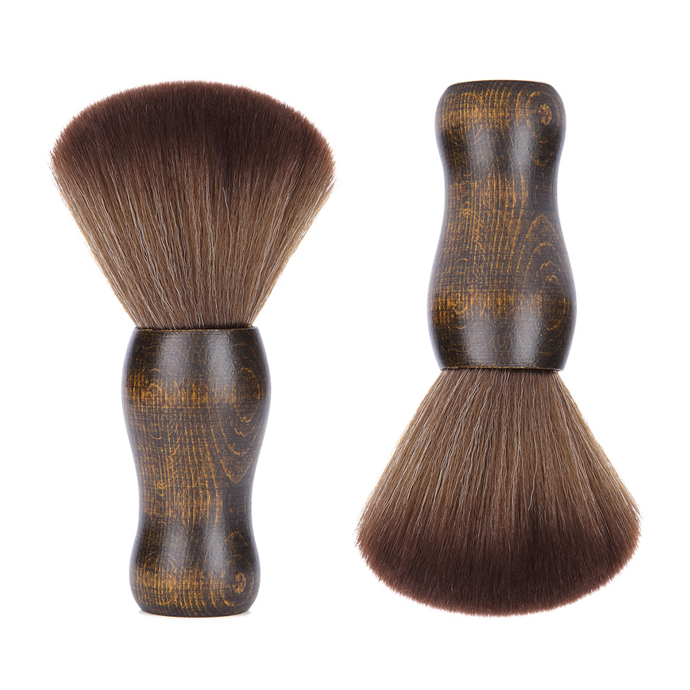 Barber Neck Duster Brush Wood Handle with Hook Hairdressing Cleaning Brush Natural Fiber Salon Hair Sweep Brushes