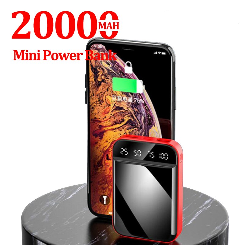 Mini Power Bank 20000Mah Power Bank 2 Usb Poorten Digital Display Charger Lcd Draagbare Externe Batterij Voor Iphone Xiaomi