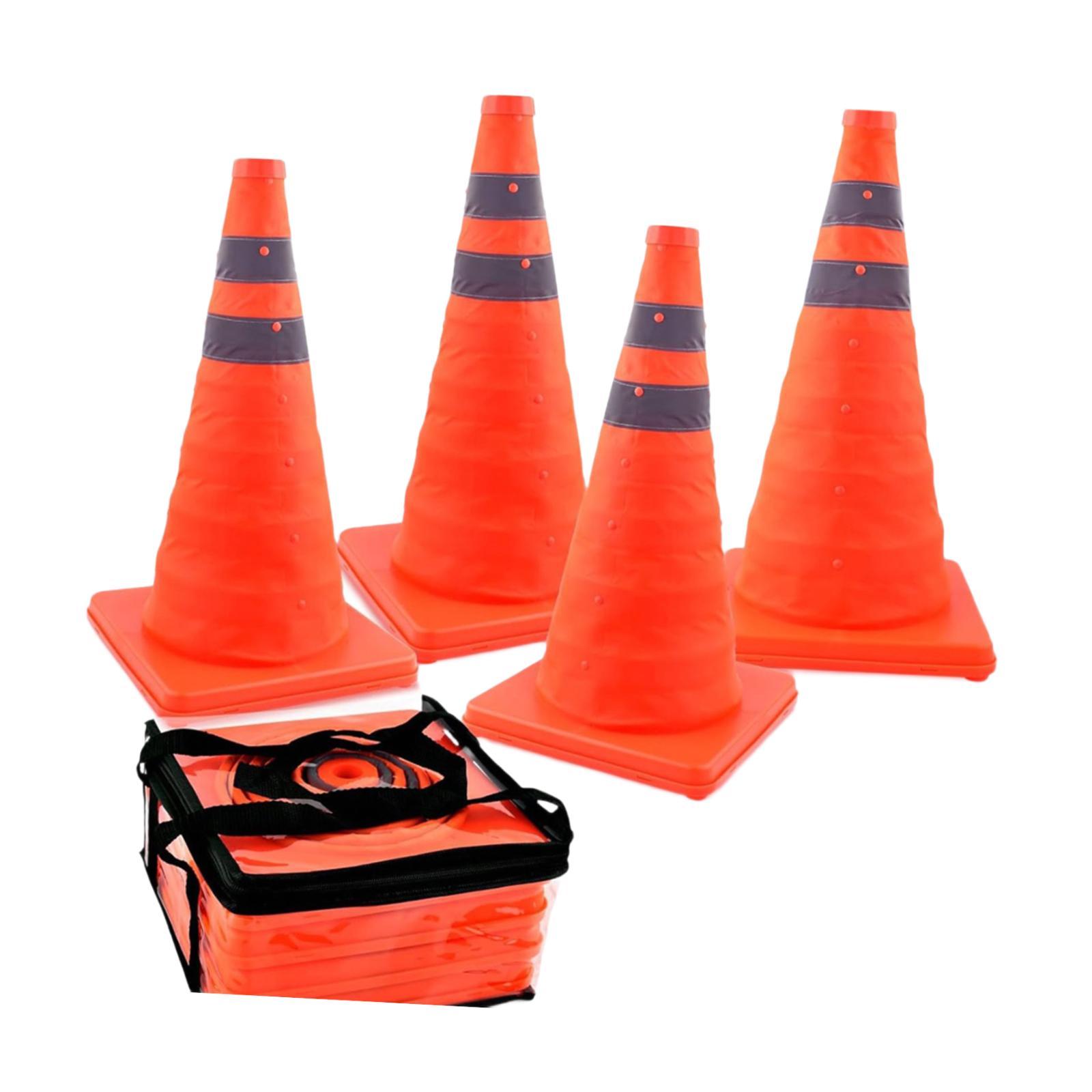4 stuks 18 inch telescopische reflecterende verkeerskegels, opklapbare kegels, multifunctioneel, oranje