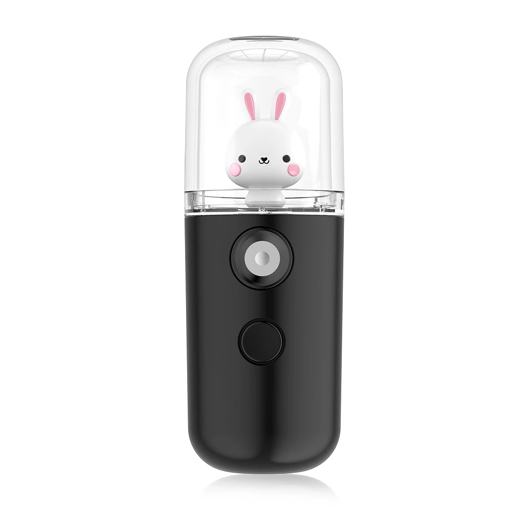 Mini Nano Luchtbevochtiger Konijn Draagbare 30ml USB Verstuiver Luchtreiniger Aromatherapie Essentiële Olie Diffuser Hydrator: Black