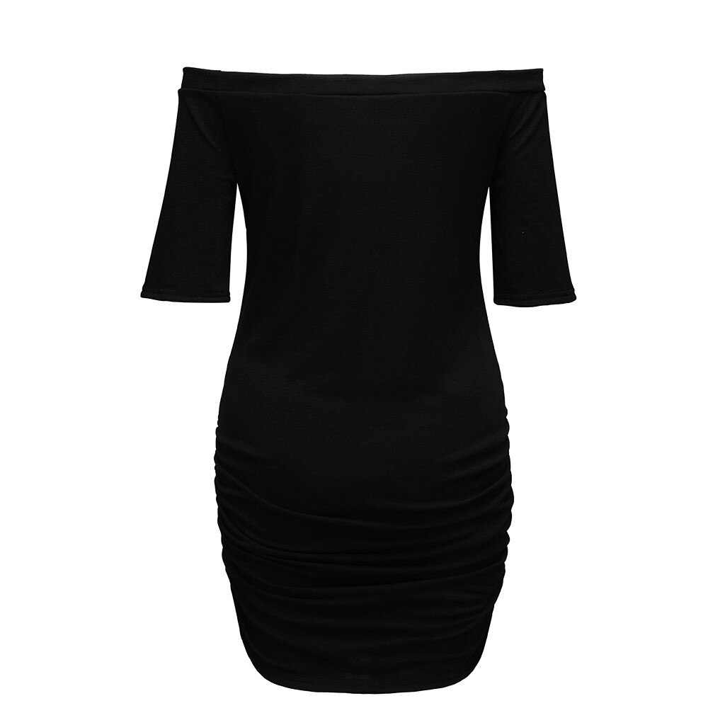 Women Pregnancy Short Sleeve Off Shoulder Tops Nusring Maternity Clothes Summer Pregnancy Wear: Black / L