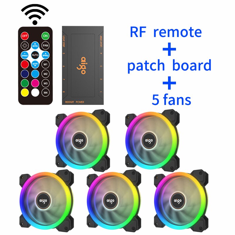 Aigo DR12 PC Cooling Fan 120mm Fan Rgb Fan Mute IR Argb White Blade Cooler Master 120mm Cooler Cooling For Computer Fans: 5in1