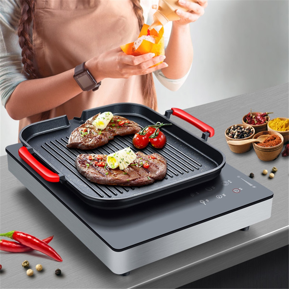 Barbecue Grill Lade Aluminiumlegering Barbecue Koekenpan Plaat Non-stick Vierkante Koreaanse Bbq Lade Keuken Koken Kookgerei Camping