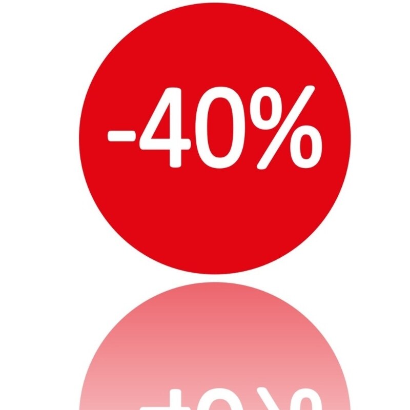 ROTOLO DA 400 ETICHETTE ADESIVE 35MM -40% BOLLO ROSSO ADESIVO SALDI SCONTI