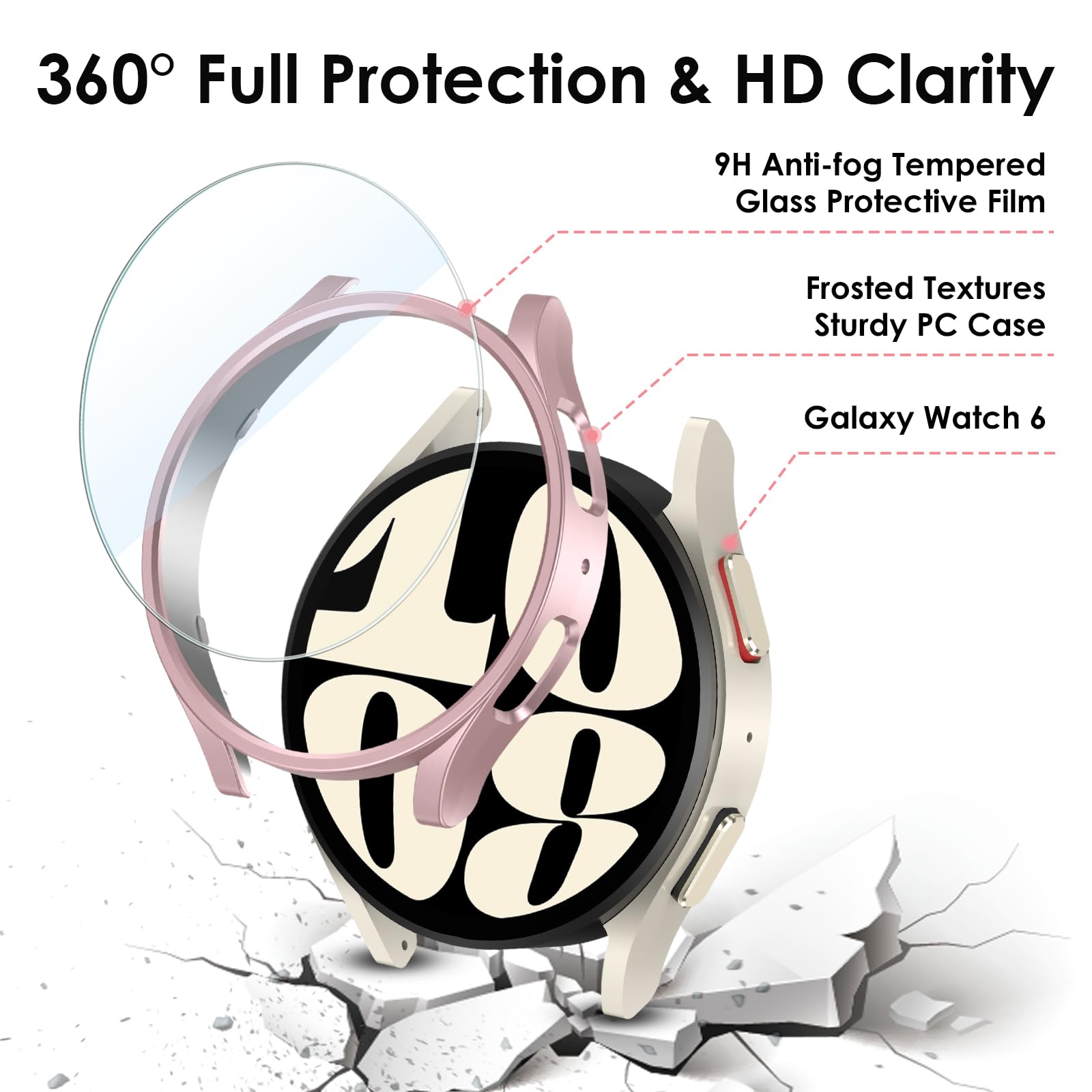 Vidrio + funda para Samsung Galaxy Watch 6 40mm 44mm, cubierta mate para PC, carcasa protectora para Galaxy Watch 6 Classic 43mm 47mm