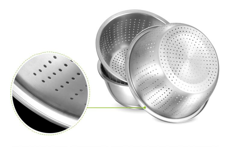 washing basin 2pcs/set Fruit / Vegetable Tools basket strainer basin mixing bowl thick stainless steel kitchen tool utensil
