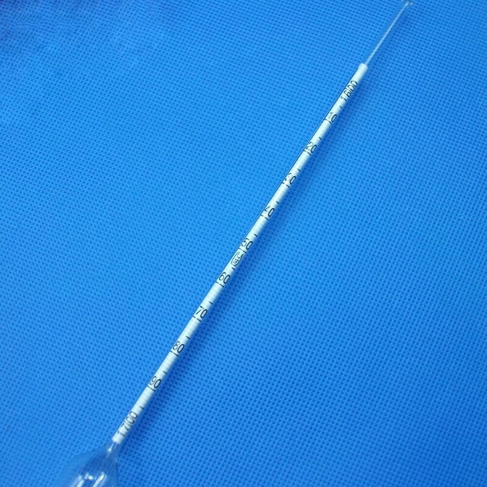 Densitómetros de vidrio para laboratorio químico, 2 unids/lote, 1,6-1,7/m3, hidrómetro líquido, densímetro, medidor de densidad