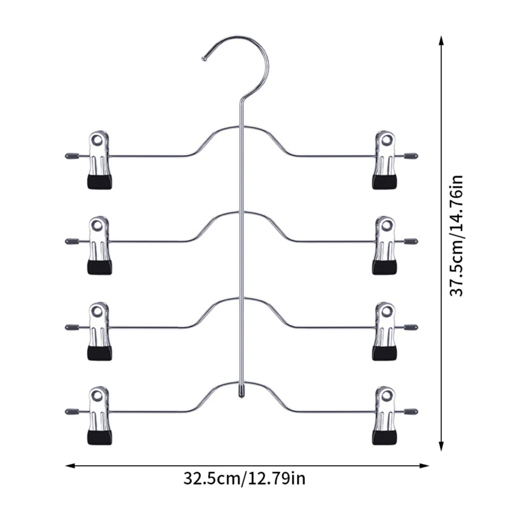 4 Tier Pant Hanger for Clothes Organizer Multifunction Shelves Magic Trouser Hangers Closet Storage: black