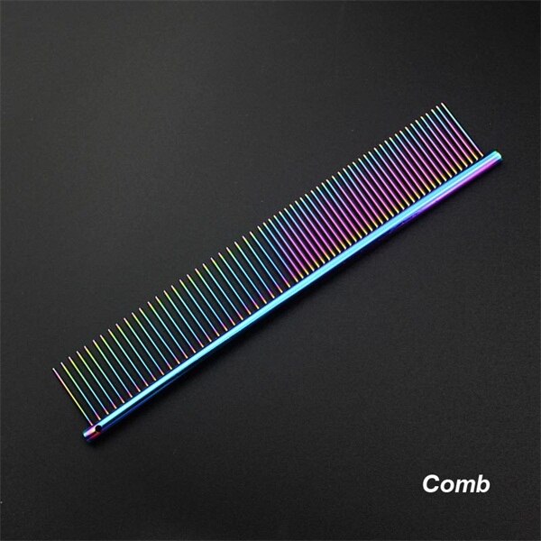 7 Inch Dog Grooming Scissors Safety Round Tip Pet Scissors Dog Shear Hair Cutting Thinning Curved Scissors: Rainbow comb
