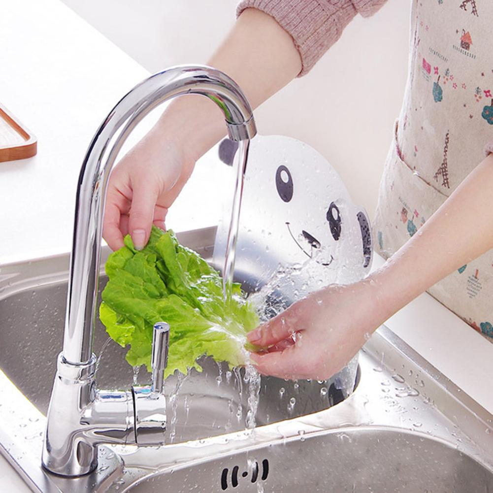 Plato de agua de plástico con dibujos animados de oso Panda, protector contra salpicaduras para fregadero de cocina, impermeable, tabla de lavado de frutas y verduras, 2 uds.