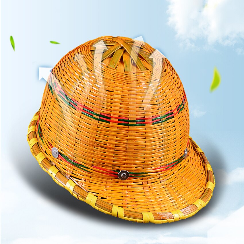 Construction Hard Hat Vented Helmet Cap Style with 6 Point Ratchet Suspension, Knob Adjustable Hard Hat, Hand Knitted Bamboo