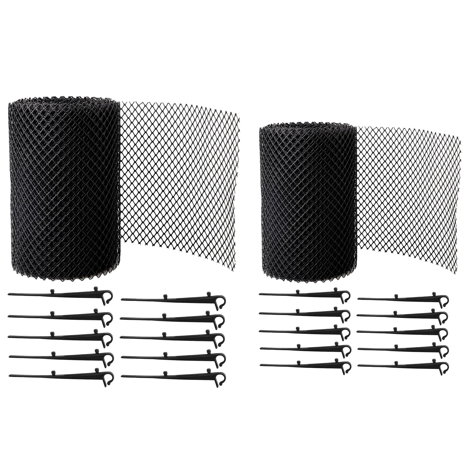 Plastic Gutter Guard Mesh, blad Bescherming Mesh Gutter Guards Roll Blad Guard Splash Dak Panelen Zwart Met 10 Vaste Haken