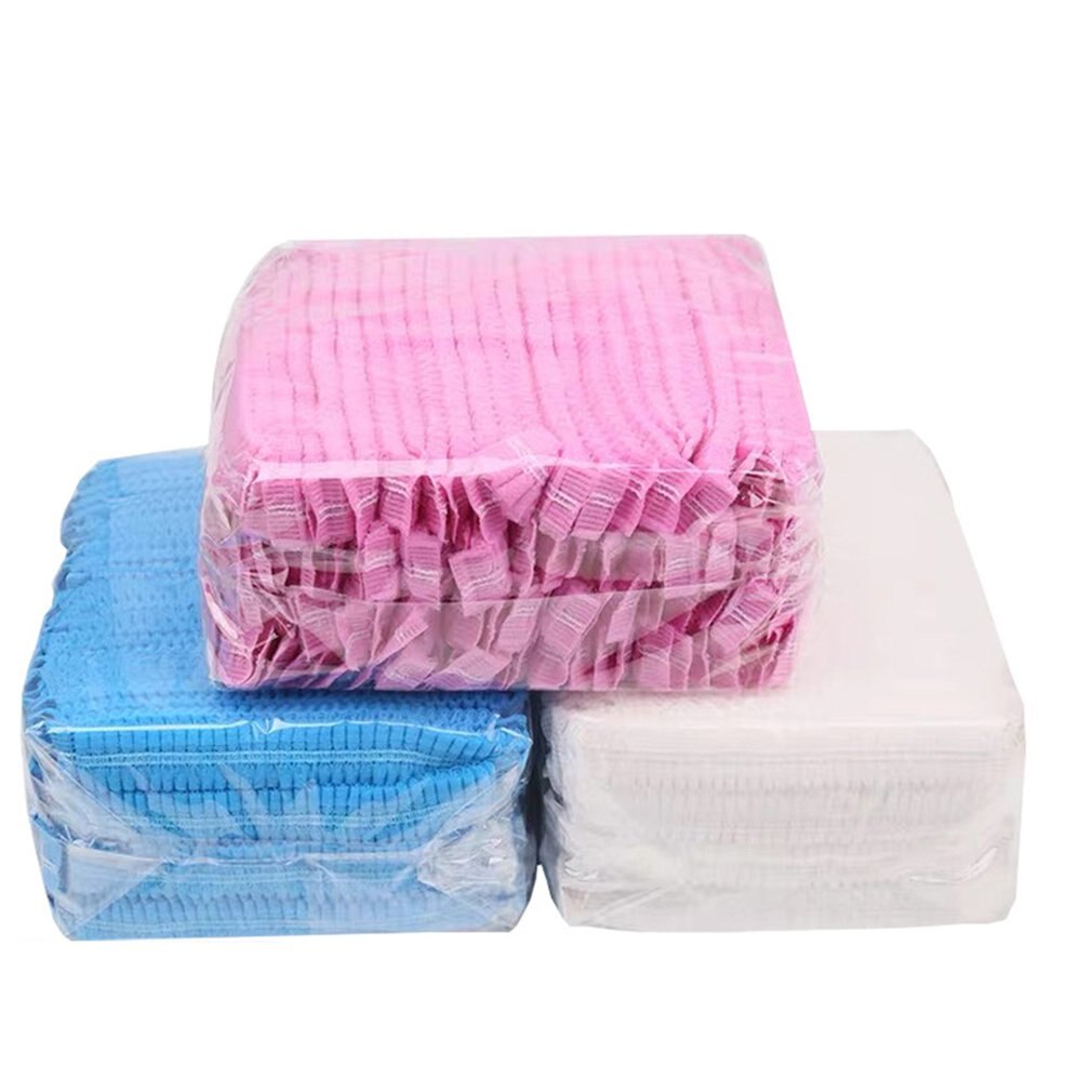 100Pcs Disposable Hat Round Non-Woven Headgear Dust-Proof Chef Food Factory Workshop Anti-Hair Fall Cap