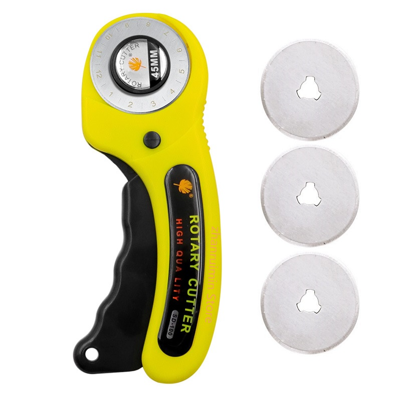 45mm leather craft rotary cutter leather cutting tool leather craft fabric round blade DIY patchwork sewing quilting: Suit-yellow