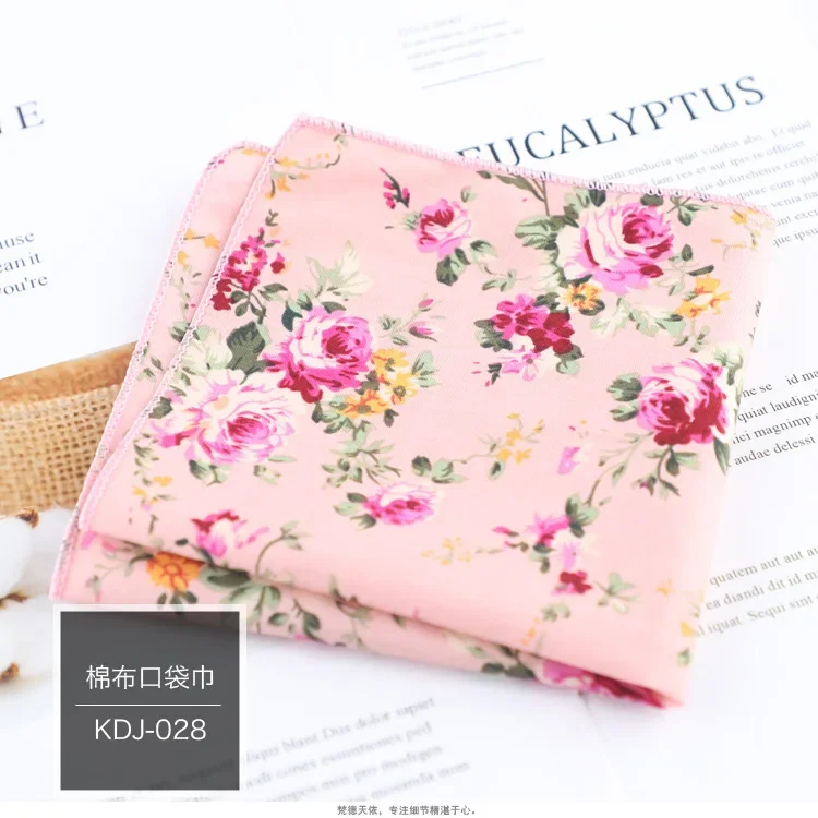 Pañuelo Floral de algodón 100% para hombre y mujer, pañuelo informal de 23cm con bolsillo para , , esmoquin, pajarita, accesorio: Rojo rosado