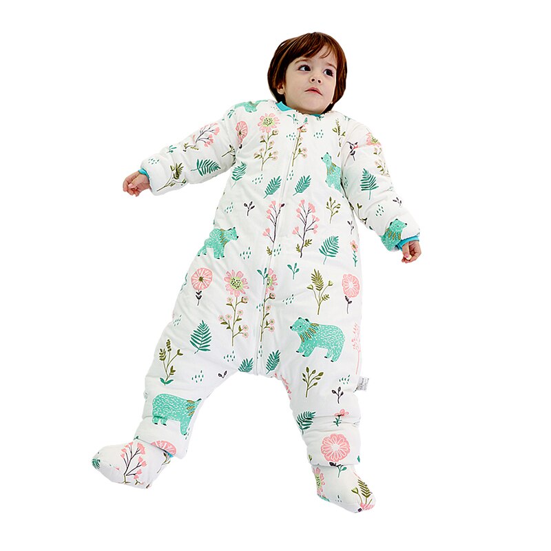 26/5000 Baby Split Been Slaapzak Jongens En Meisjes Gender-Neutraal Winter Dikke Stijl Met Voet Kick Door Kinderen pyjama: Blauw / 12m