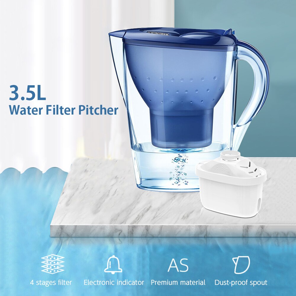 3.5L Water Filter Pitcher with Electronic Indicator Reduce Chlorine and