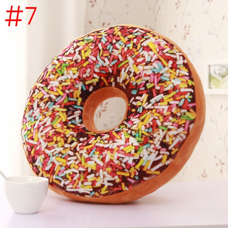 Søte donuts pute sjokolade donuts plysj macaron matpute fin bunnpute lur pute donut coussin  fp8: Oransje