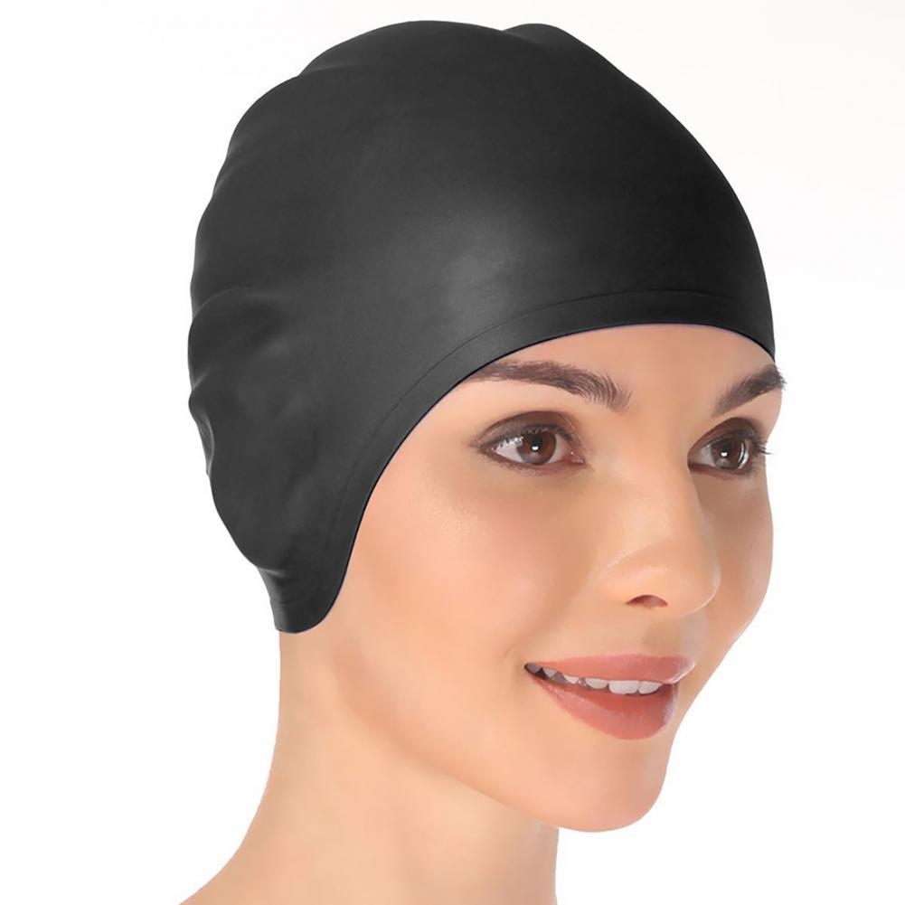 Swim Cap Elastic Put on Easily Silicone for Training Swimcap Long Hair for Training: Red