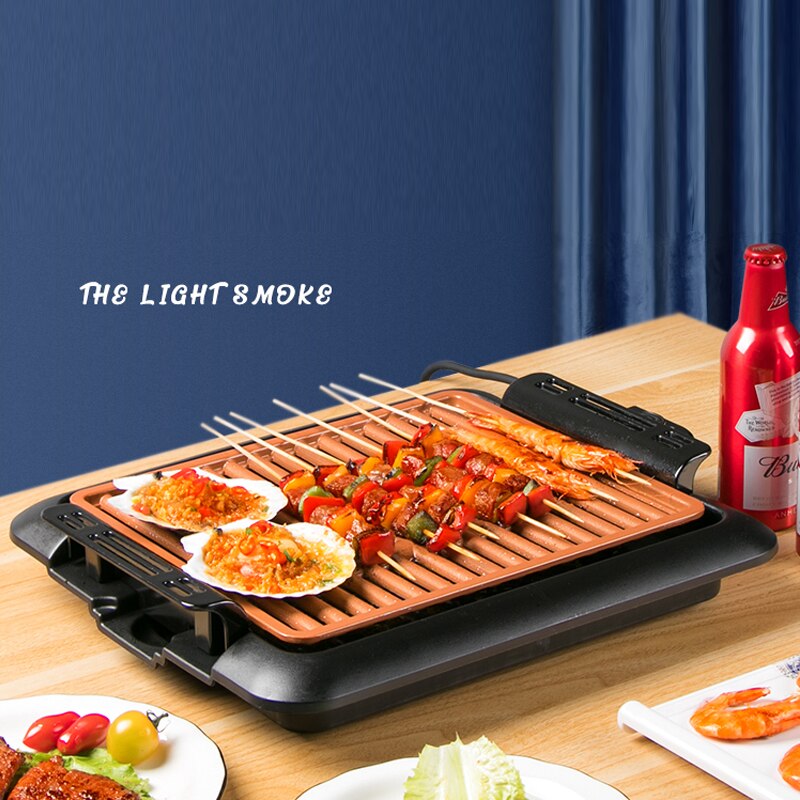 Huishoudelijke Elektrische Barbecue Grill Spiesen Elektrische Bakplaat Huishoudelijke Non-stick Barbecue Bakplaat Koreaanse Multifunctionele