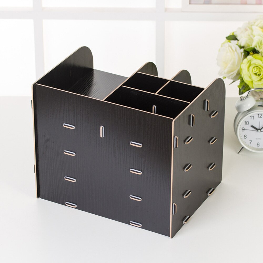 Lovely Table for Notebook /Literature/Document,Drawer-Like School Caddy Basket w/ 10 Compartments Organizer Rack Wooden