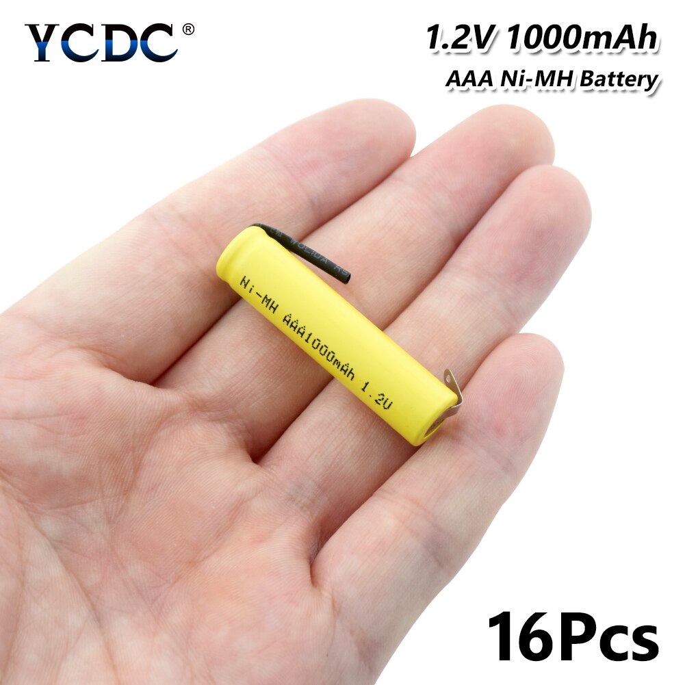 Ni-mh aaa batteri 1.2v 1000 mah genopladelige batterier strøm høj afladningsstrøm bateria + diy nicke til  mp3 tastatur: 16 stk