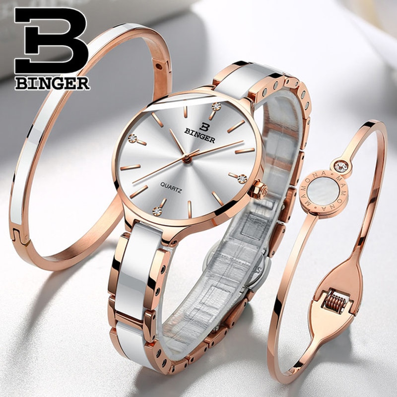 Zwitserland binger luxe dameshorloge merk kristal armband horloges dames dames polshorloges relogio feminino