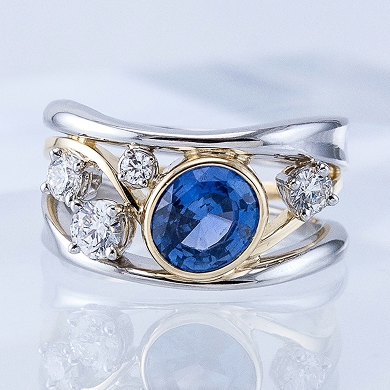 Huitan WunderschöNe Aushöhlen Frauen Finger Ring Oval Blau CZ Stein blendend Hochzeit Braut Ring Tanzen Party Zubehör: 7