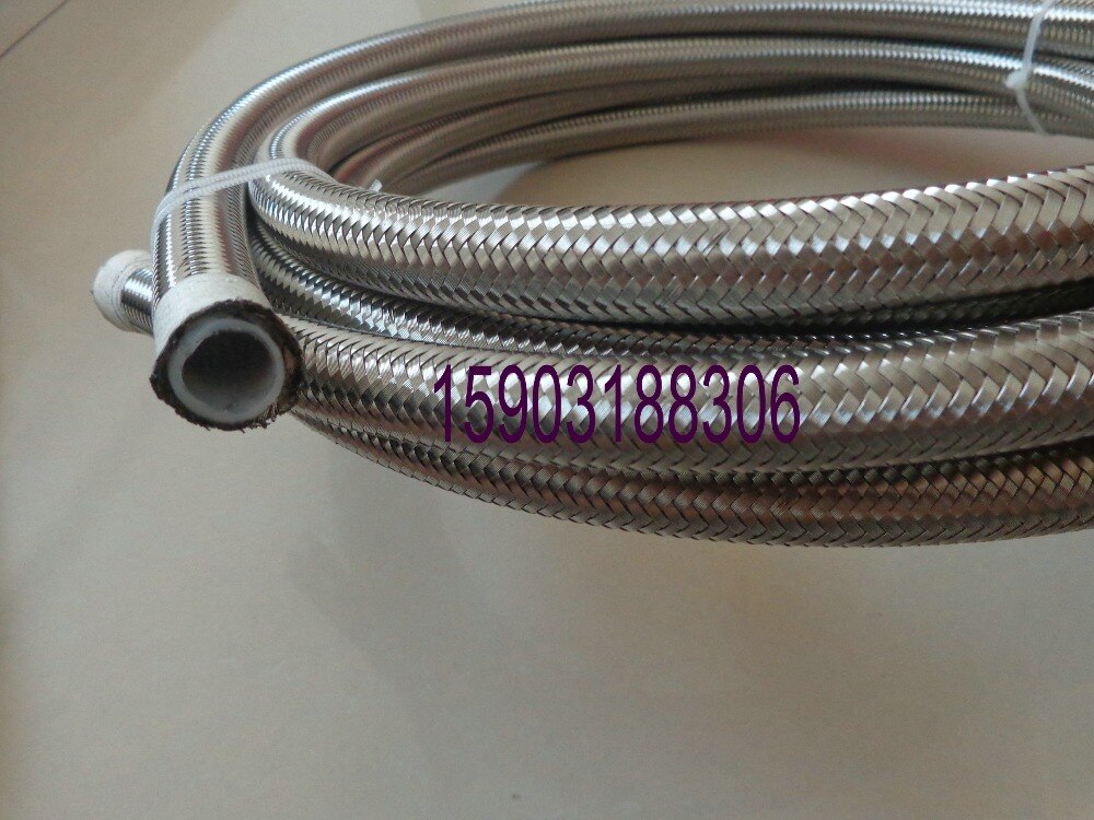 AN-6-AN6-Stainless-Steel-Braided-PTFE-Fuel-Line-Oil-Gas-Hose-Silver-1M-3FT-ID-8mm