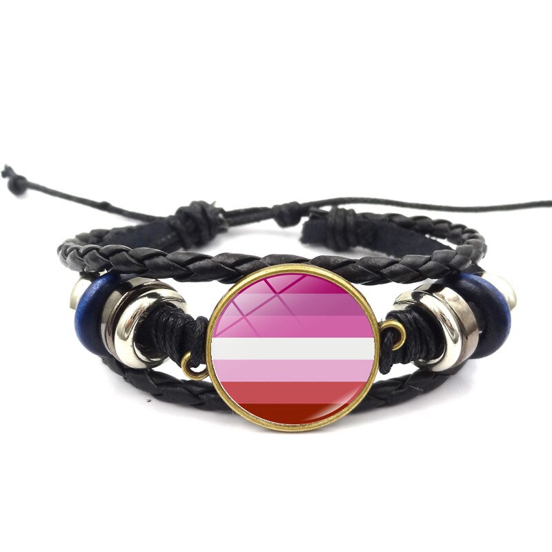 Gay Polsbandje Handgemaakte Ronde Touw Leather Charm Armband Rainbow Polsband Valentijn Cadeaus Vriendschap Sieraden: 07