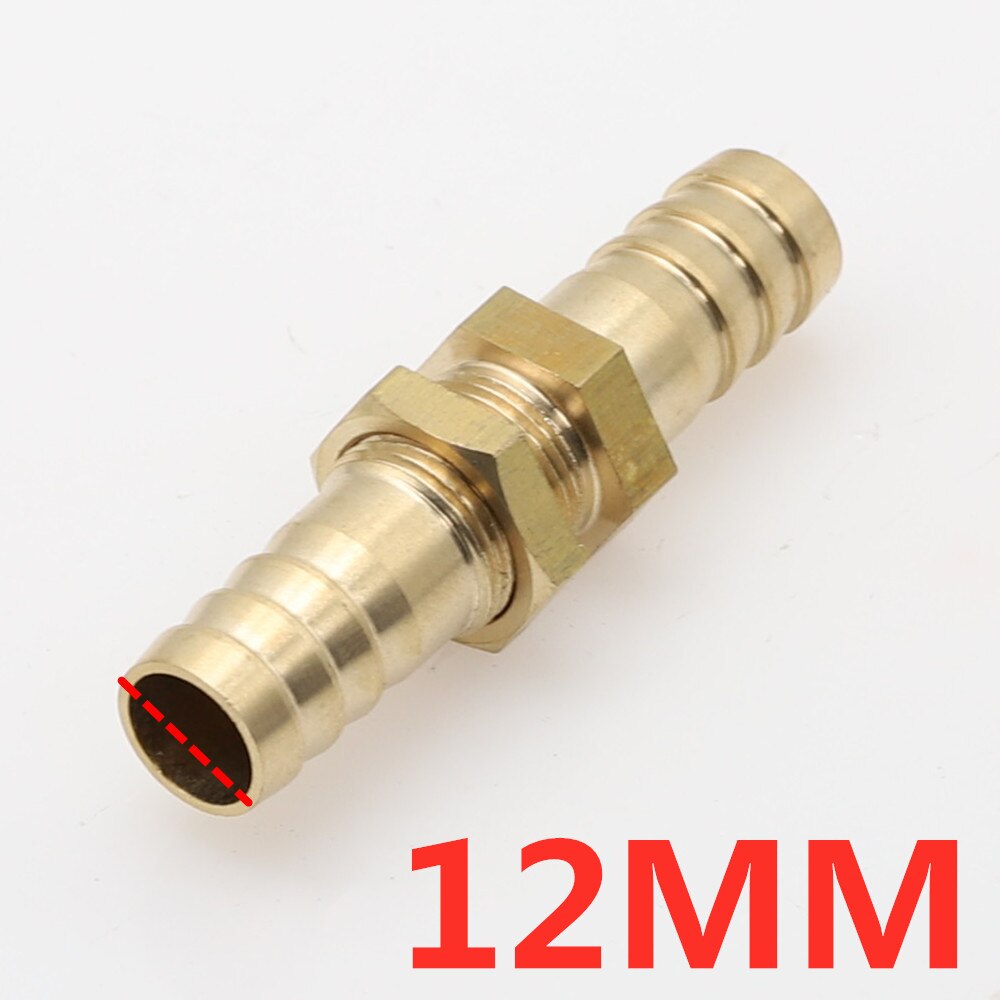 Raccord de Tube barbelé en laiton pour cloison 6/810/12/14/16/19mm, adaptateur de connecteur de coupleur de Tube barbelé pour carburant, gaz, eau, cuivre, 1 pièce: 12MM Barb