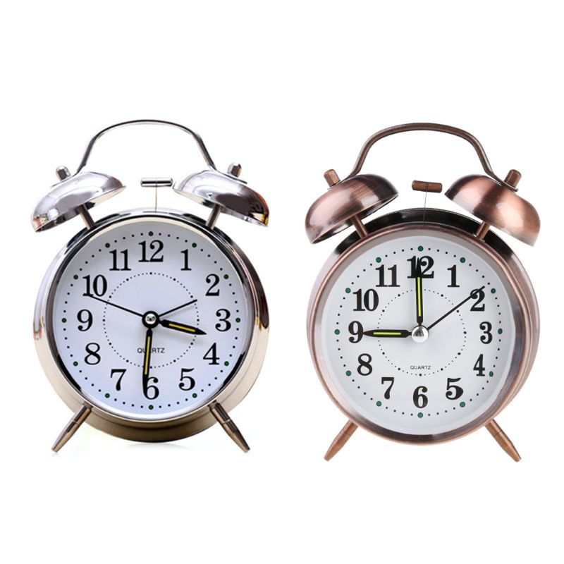 4\ " wekker retro luide dubbele bel mechanische sleutelopwindtimer  qx2e