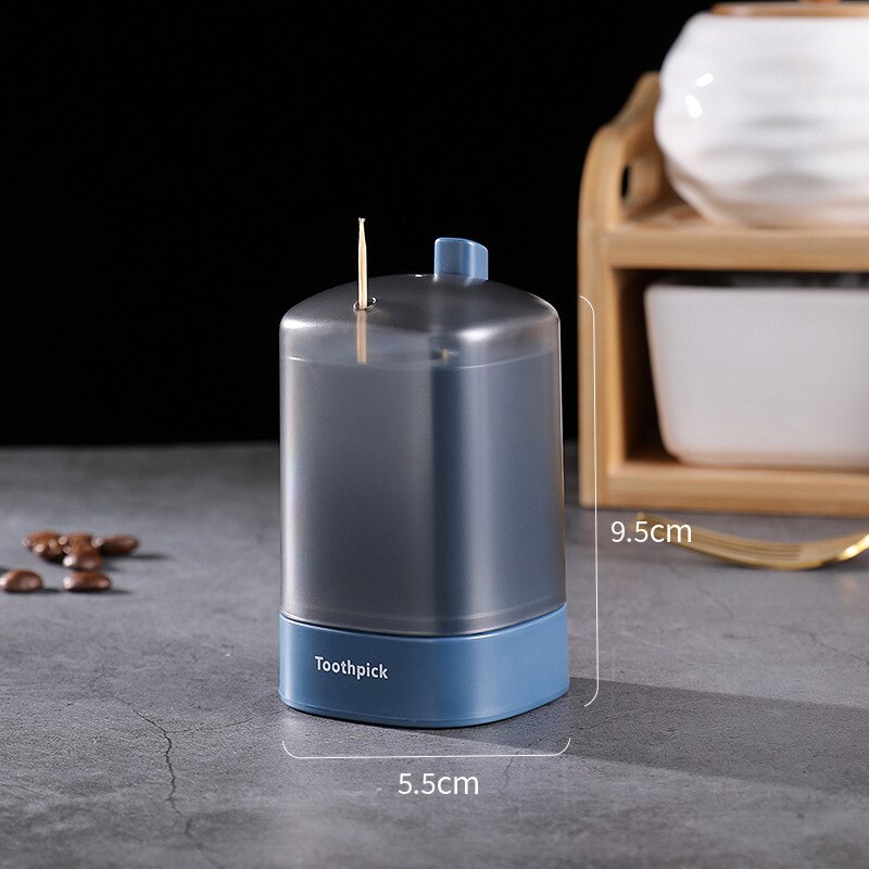 Automatic Pop-up Toothpick Storage Box Portable Pop-up Toothpick Holder Container for Restaurant Kitchen Toothpicks Dispenser: Blue