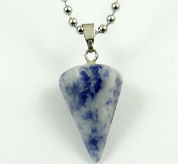 Natural stone Pink Crystal lapis Opalite Hexagonal shape pendulum Pendant stainless steel Chains Necklace Women Jewelry: NO.7