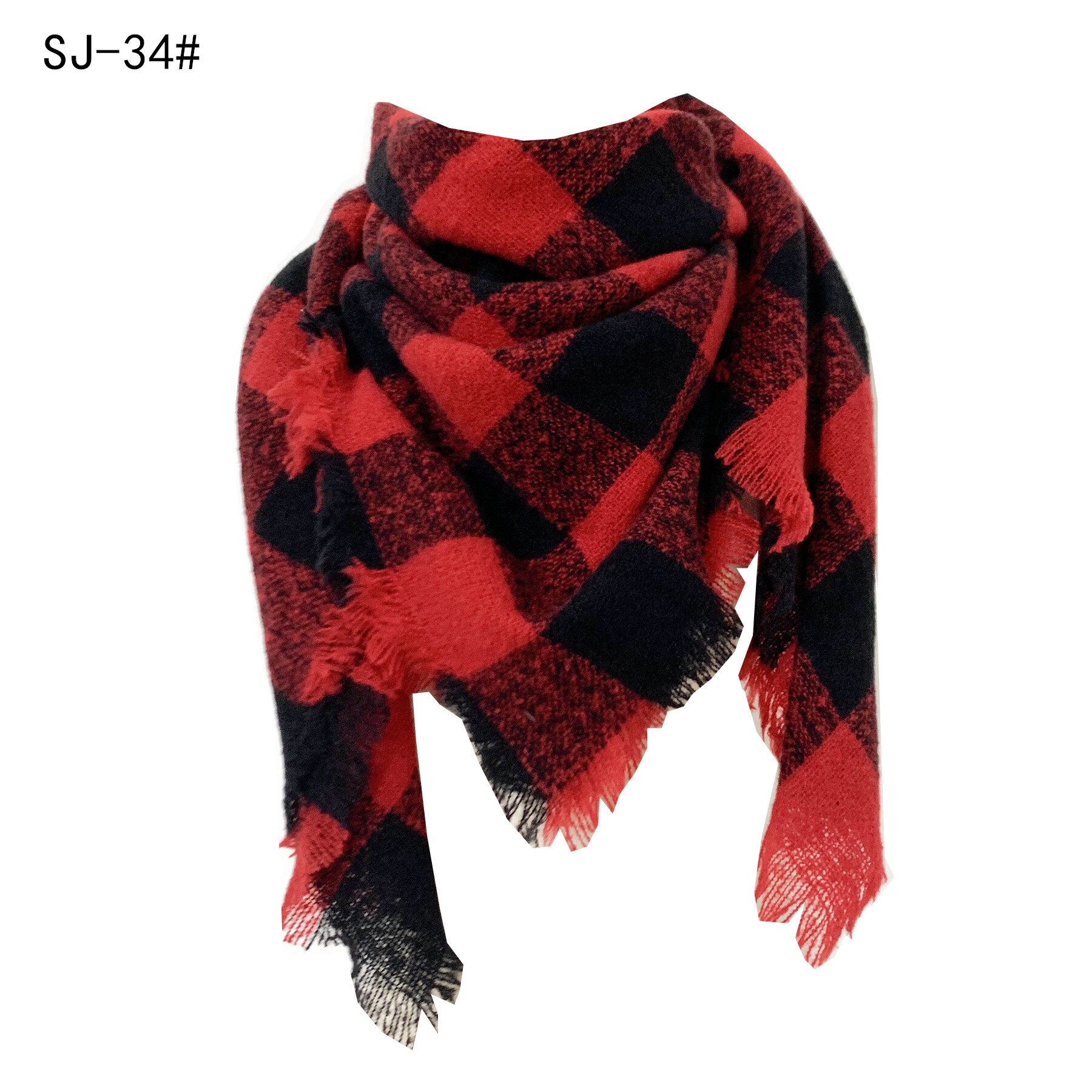 Women Winter Scarf Triangle Knitted Scarf Casual Ladies Plaid Pashmina Shawl and Wrap Female Foulard Scarves Echarpe Bufanda: MAROON