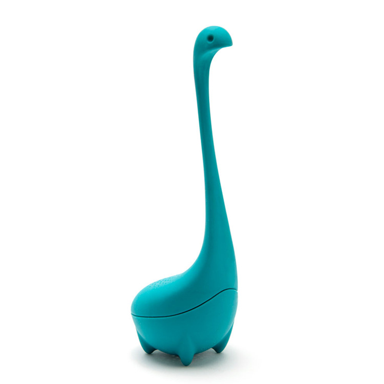 Loch Ness Monster Silicone Tea Infuser Vertical Long Handle Dinosaur Tea Filter Tea Leaking Kitchen Accessories: Opp Color2