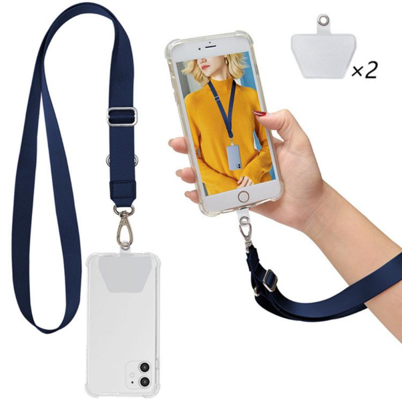 Phone Lanyard Adjustable Detachable Neck Cord Lanyard Strap And Phone Safety Tether For All Phones And Case Combination: blue without case