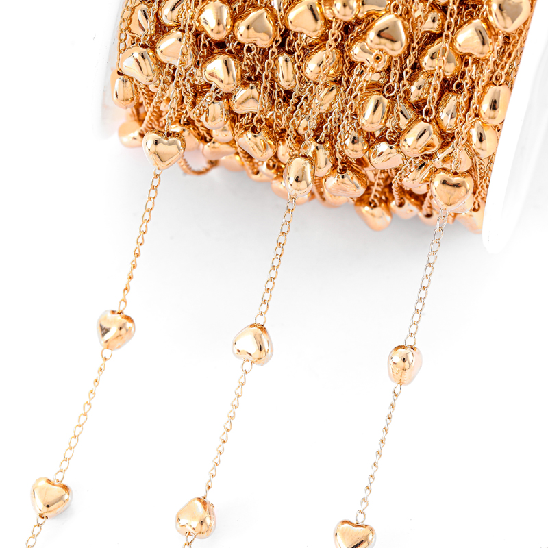 1-metrowy łańcuszek 6 mm CCB Heart Star Bead Miedziany łańcuszek do bransoletki Naszyjnik Okulary Łańcuchy antypoślizgowe DIY Ręcznie robiona biżuteria Y24