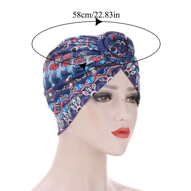 Foulard arabe pour femmes, Turban, casquette, Hijab, imprimé, style bohème, ethnique, intérieur, chapeau pour coiffure musulmane
