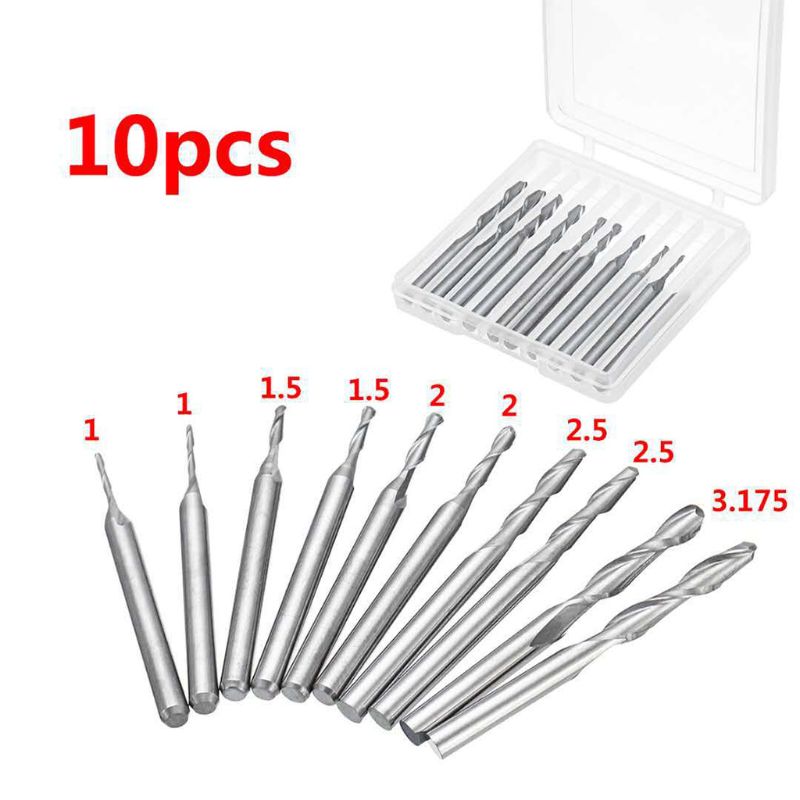 Fresa de punta de bola de carburo, herramienta de grabado CNC, Router, broca de carburo sólido, 63HF, 10 piezas, 1/1, 5/2, 0/2, 5/ 3.175mm